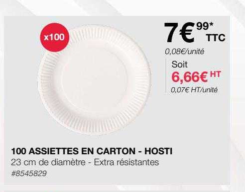 100 assiettes en carton - hosti