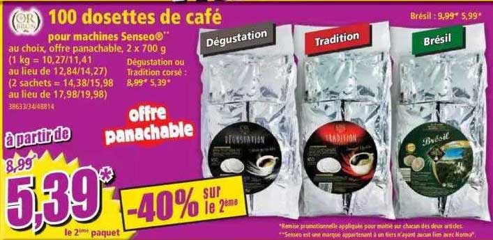 100 dosettes de café pour machines senseo or bruns