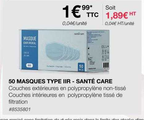 50 masques type IIr - santé care