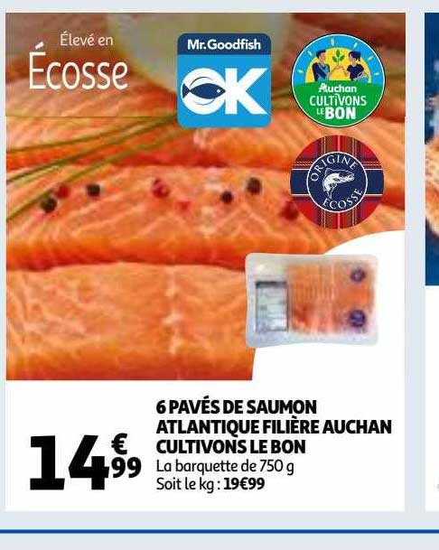 6 pavés de saumon atlantique filière auchan cultivons le bon