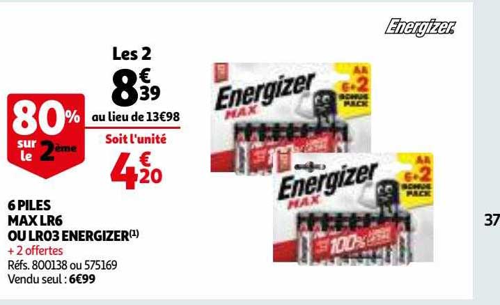 6 piles max lr6 ou lr03 energizer