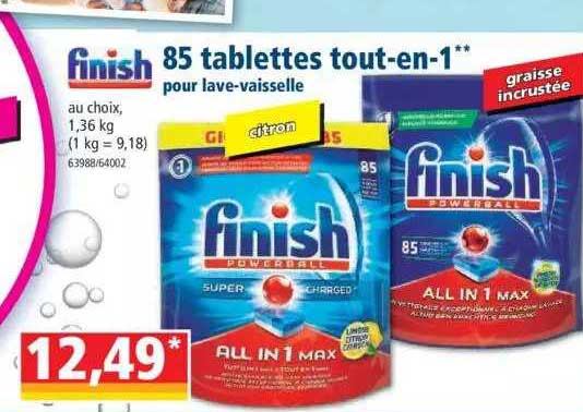 85 tablettes tout-en-1 pour lave-vaisselle finish