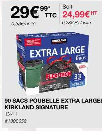 90 sacs poubelle extra larges kirkland signature