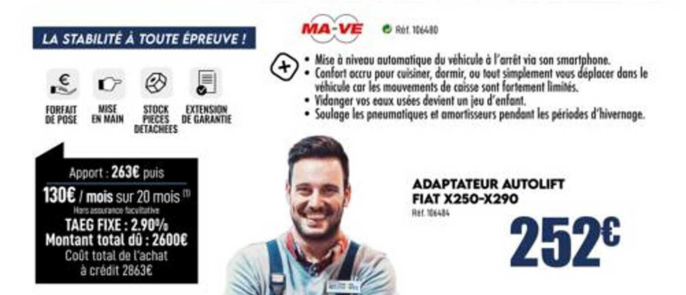 adaptateur autolift fiat x250-x290