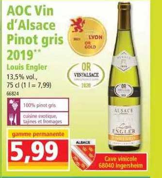aoc vin d'alsace pinot gris 2019 louis engler