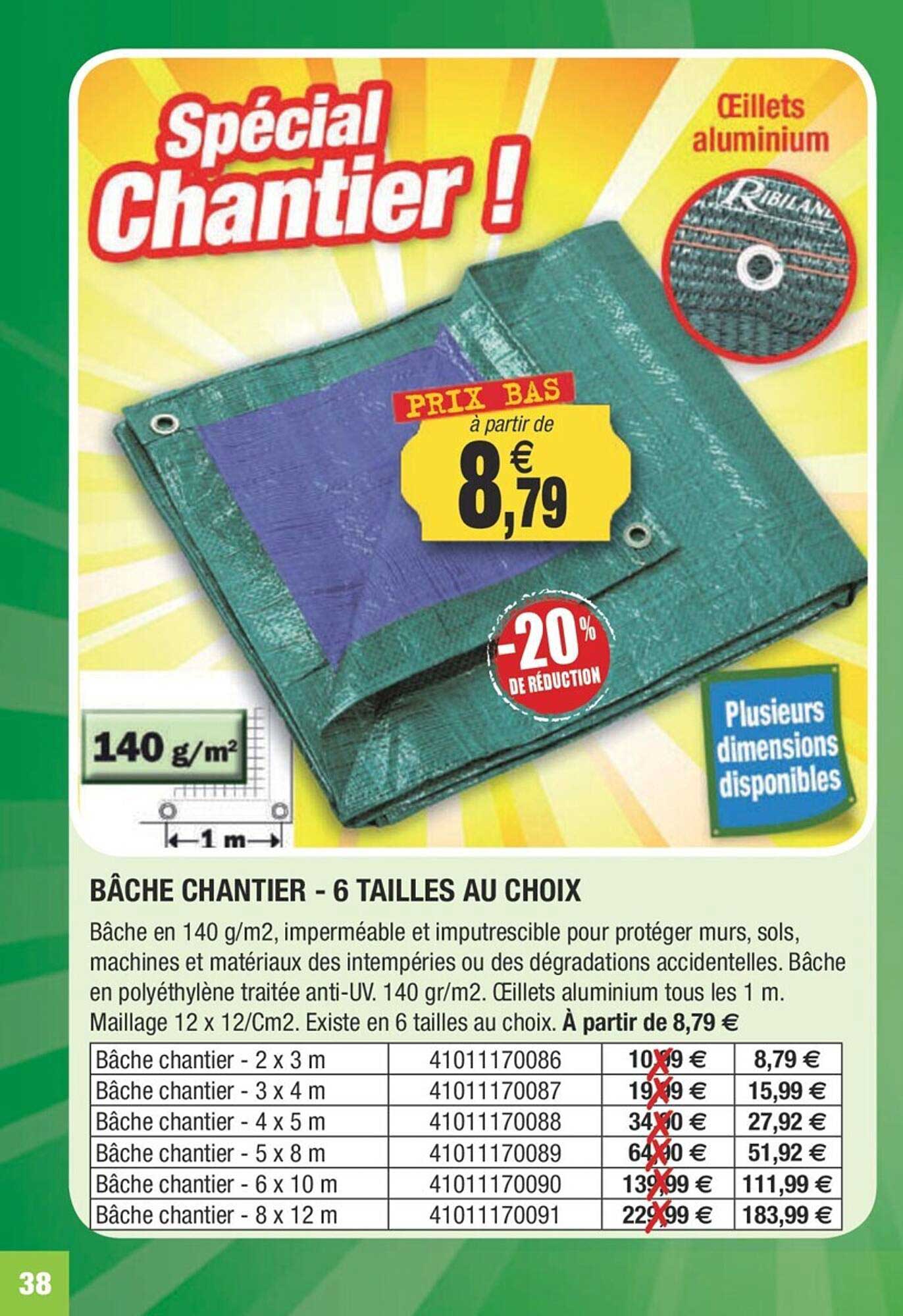 bâche chantier - 6 tailles au choix