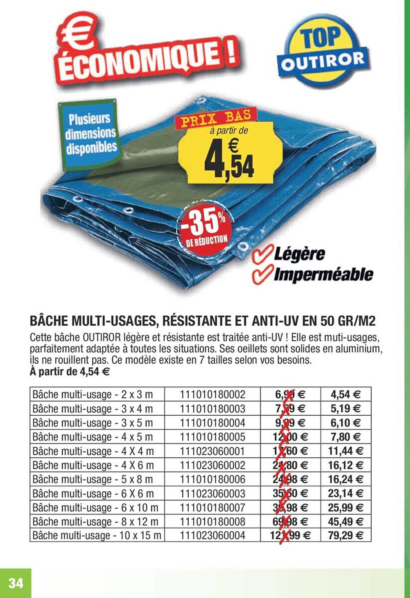 bâche multi-usages, résistante et anti-uv en 50 gr-m²