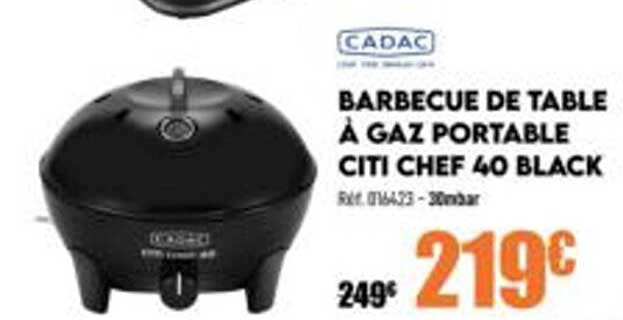 barbecue de table à gaz portable citi chef 40 black cadac