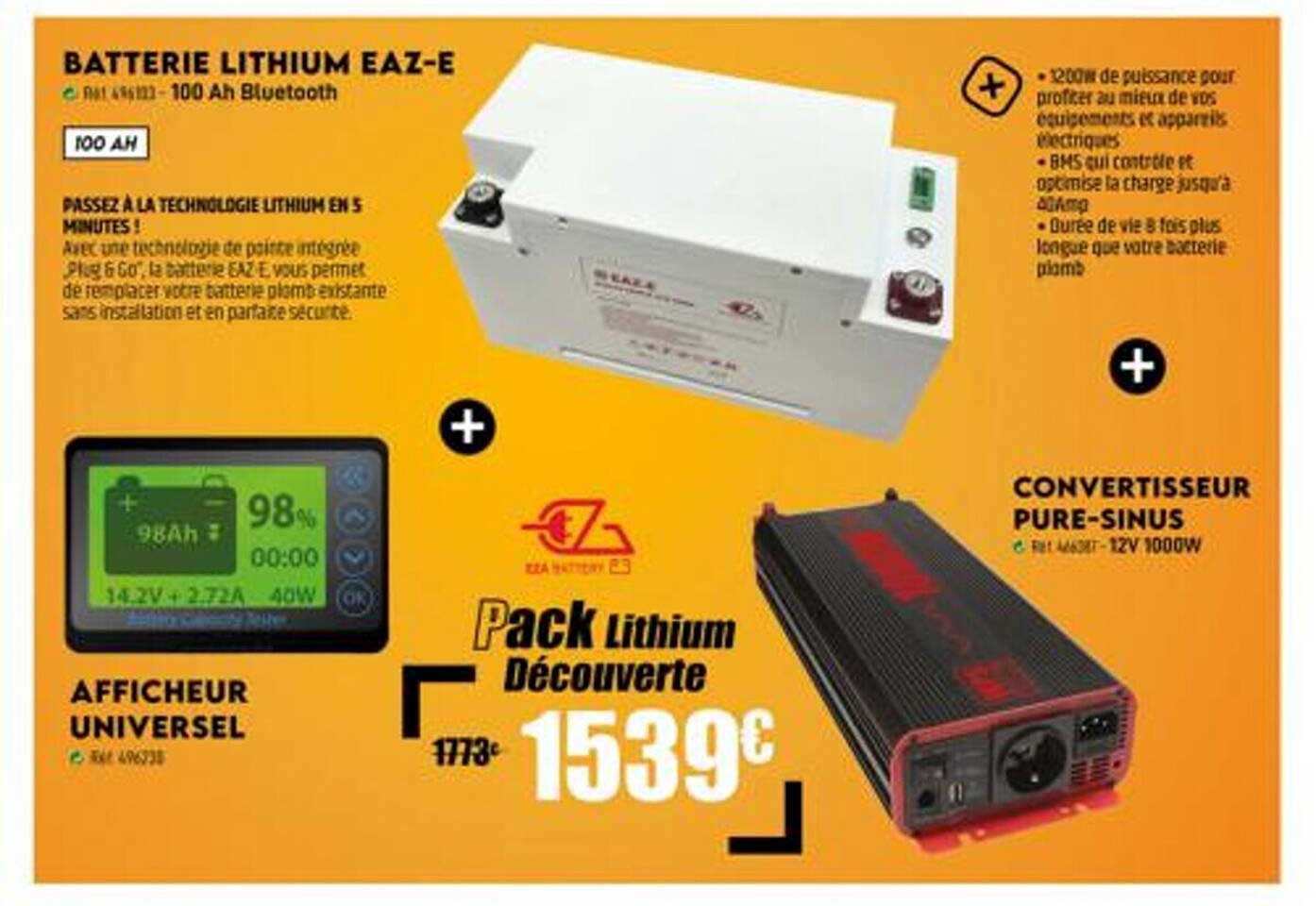 batterie lithium eaz-e, afficheur universel, convertisseur pure-sinus