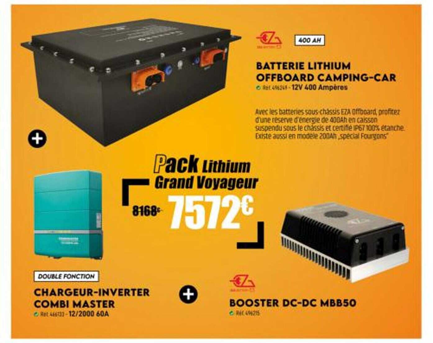 batterie lithium offboard camping-car, chargeur-inverter combi master, booster dc-dc mbb50
