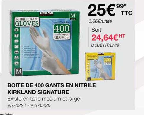 Boîte De 400 Gants En Nitrile Kirkland Signature