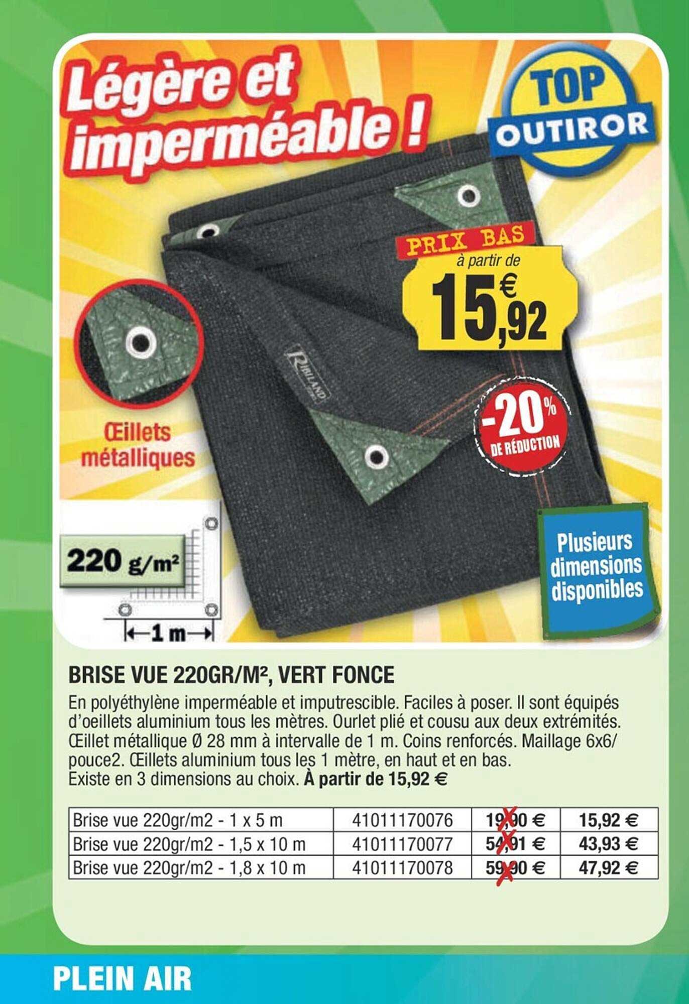 brise vue 220 gr-m², vert fonce