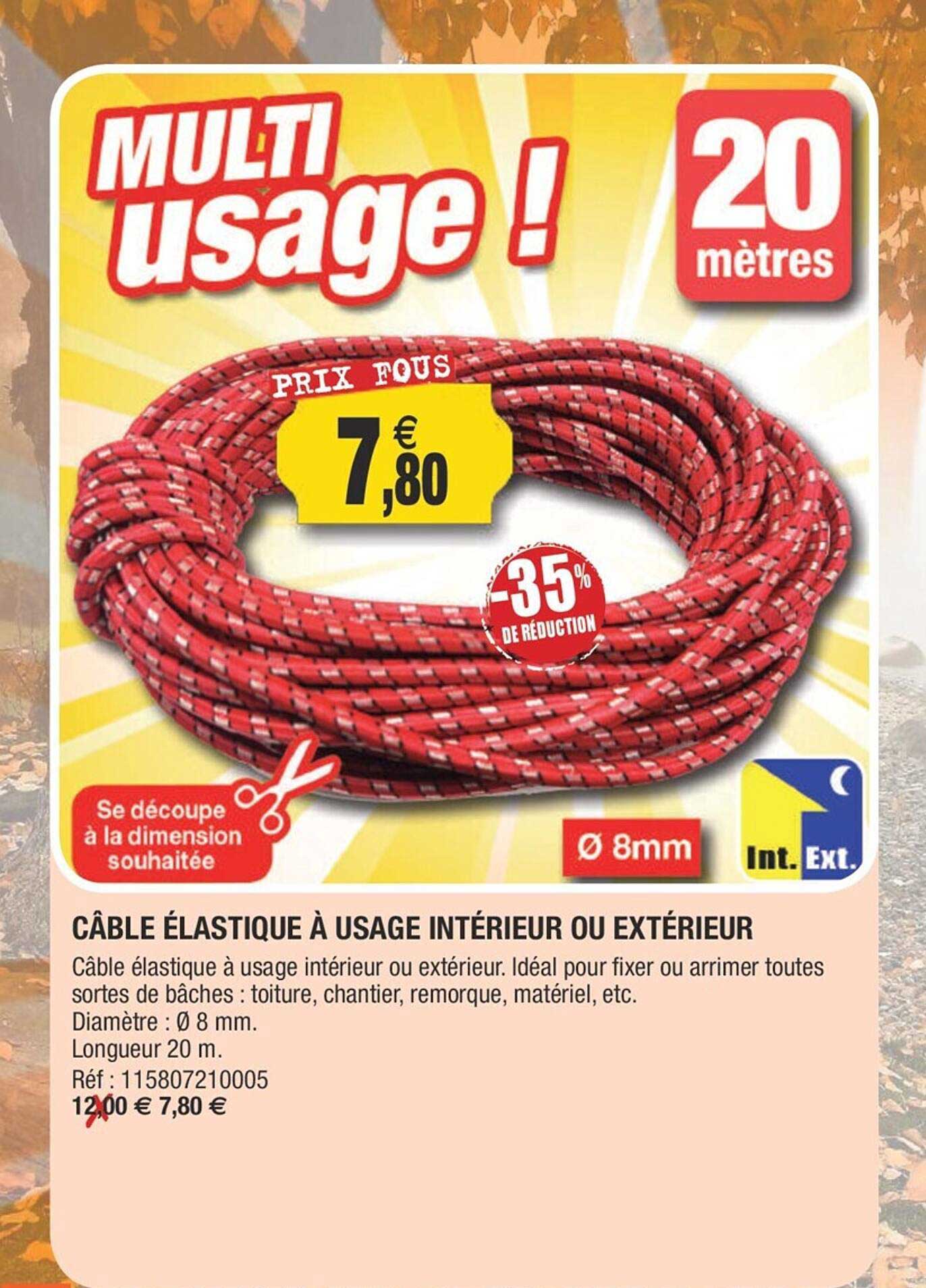 câble élastique à usage intérieur ou extérieur