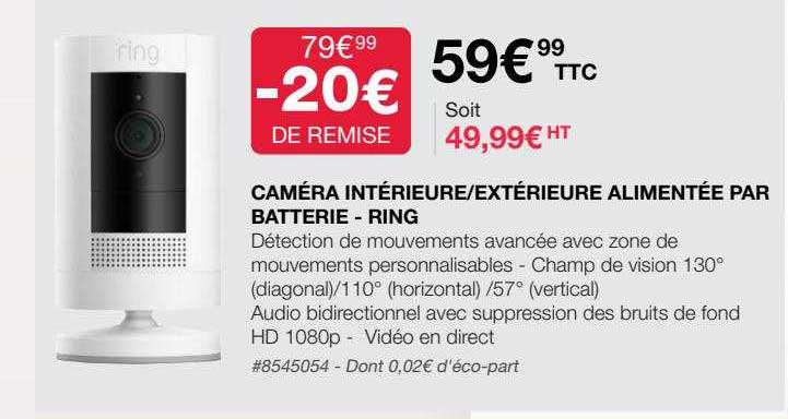 caméra intérieure-extérieure alimentée par batterie - ring