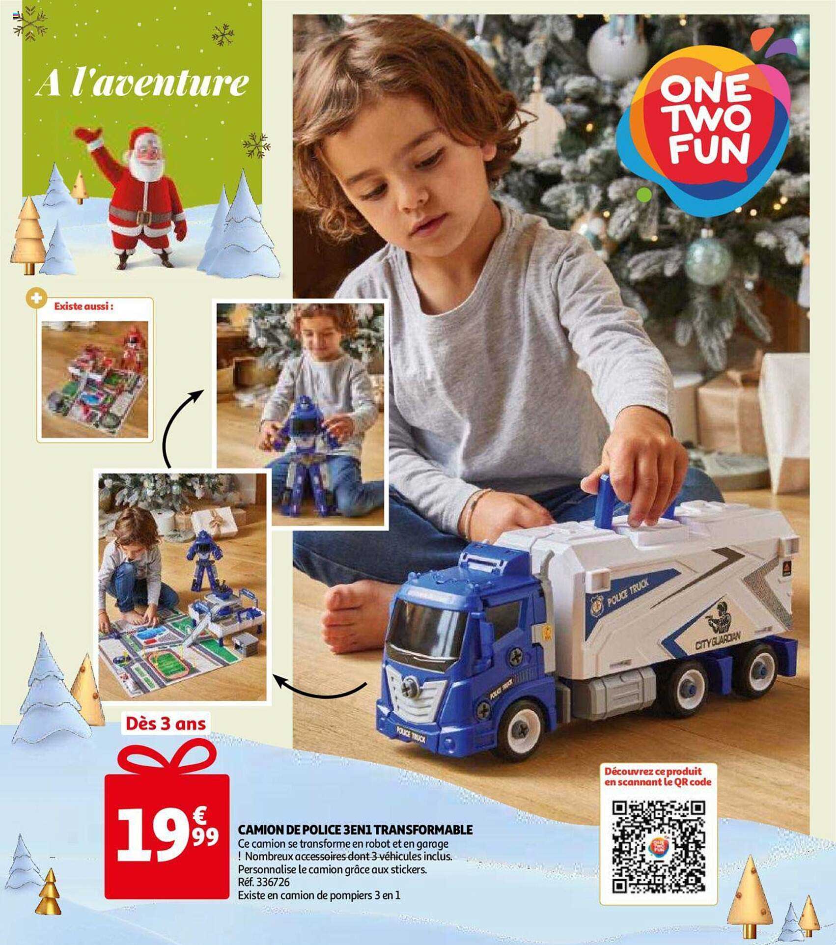 camion de police 3 en 1 transformable one two fun