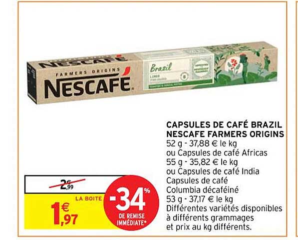 Capsules De Café Brazil Nescafé Farmers Origins