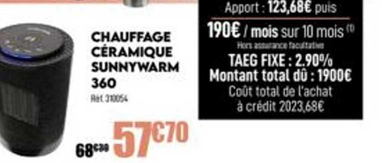 chauffage céramique Sunny warm 360