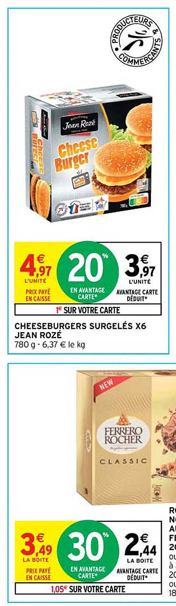 cheeseburgers surgelés x6 jean rozé