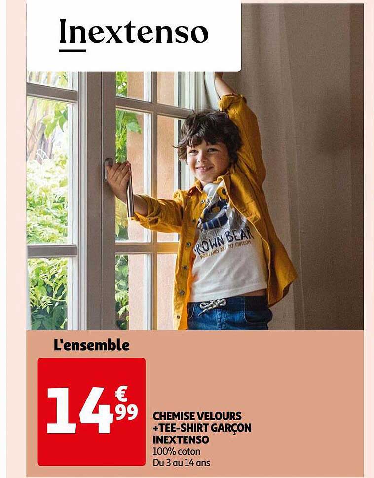 chemise velours + tee-shirt garçon inextenso