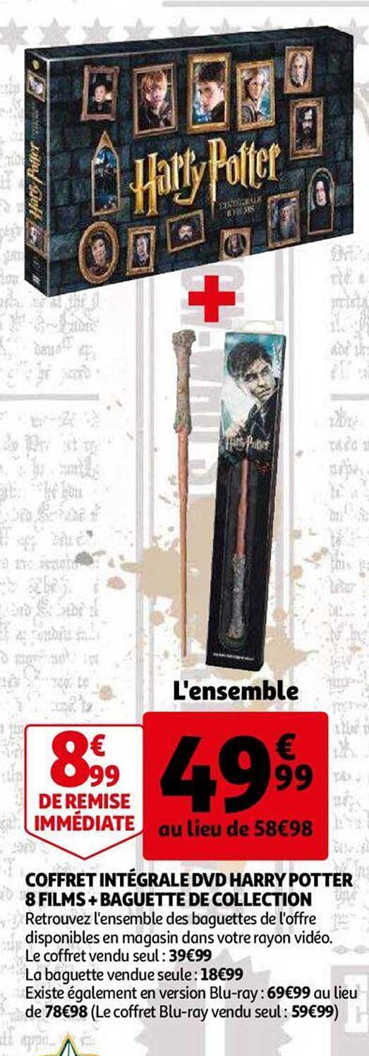 coffret intégrale dvd harry potter 8 films + baguette de collection