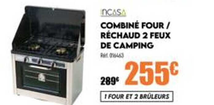 combiné four-réchaud 2 feux de camping incasa