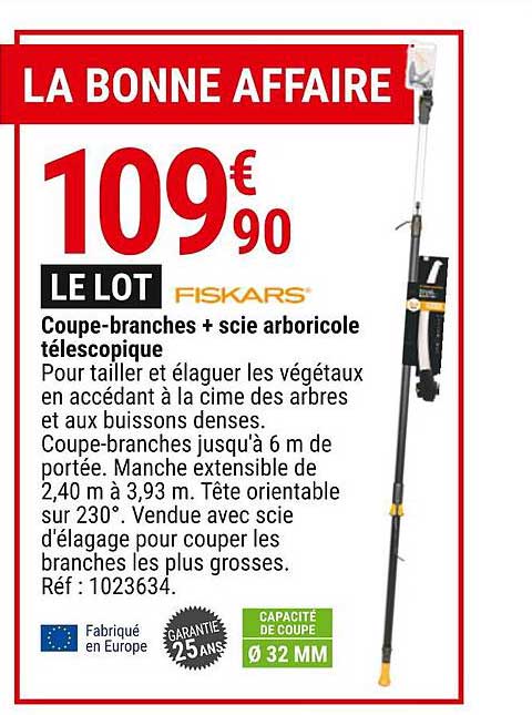 coupe-branches + scie arboricole télescopique fiskars