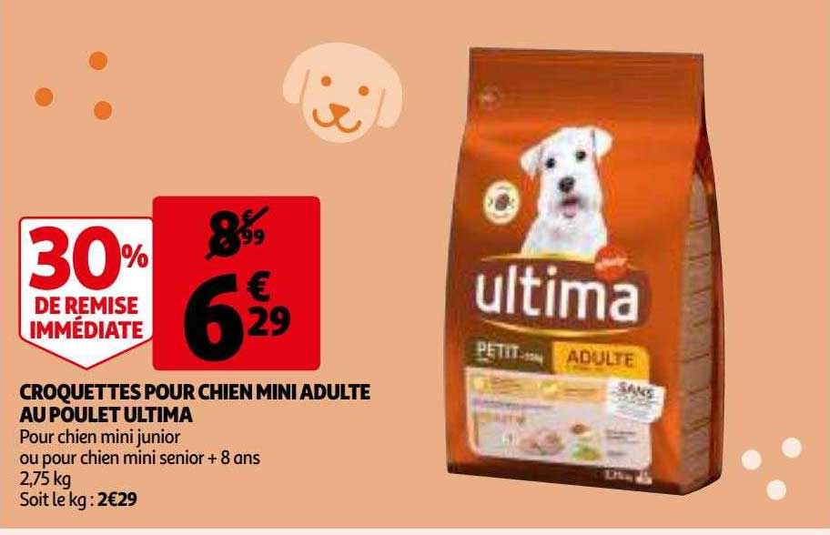 Croquettes Pour Chien Mini Adulte Au Poulet Ultima