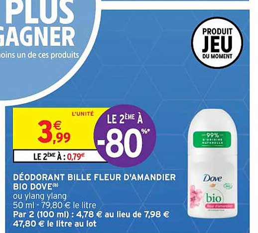déodorant bille fleur d'amandier bio dove