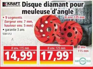disque diamant pour meuleuse d'angle kraft werkzeuge