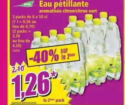 eau pétillante aromatisée citron-citron vert surf