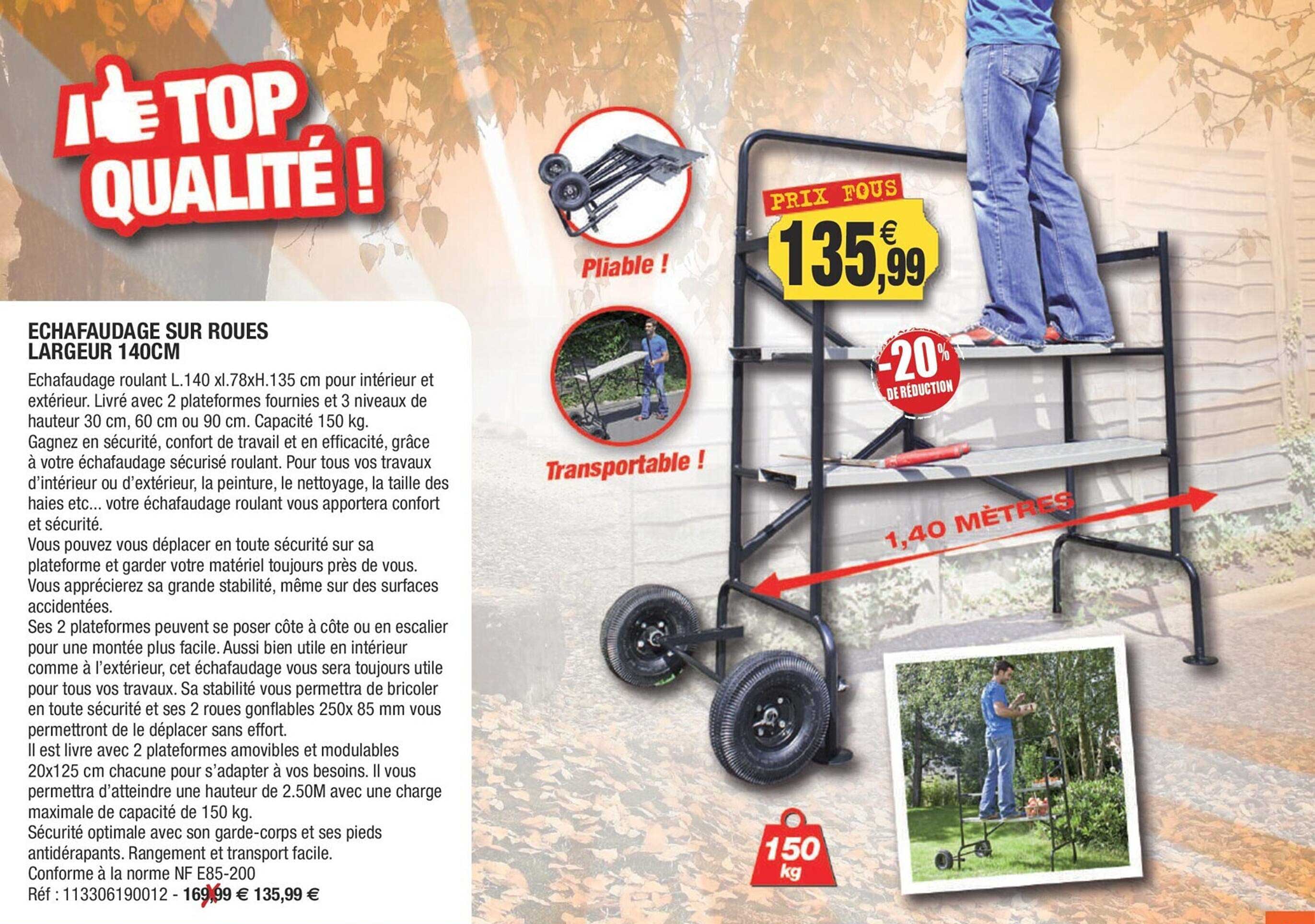 échafaudage Sur Roues Largeur 140 Cm