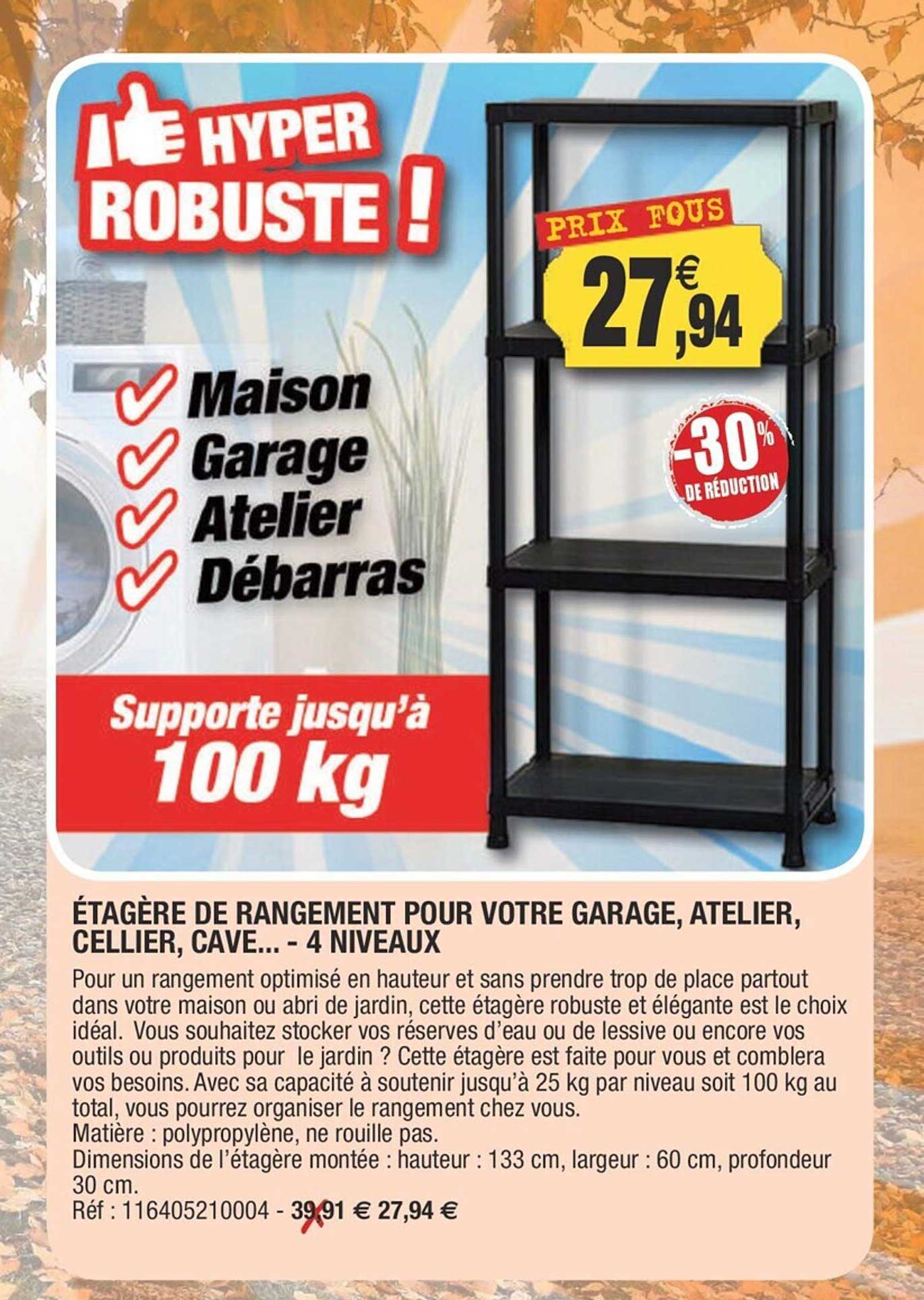 étagère de rangement pour votre garage, atelier, cellier, cave... - 4 niveaux