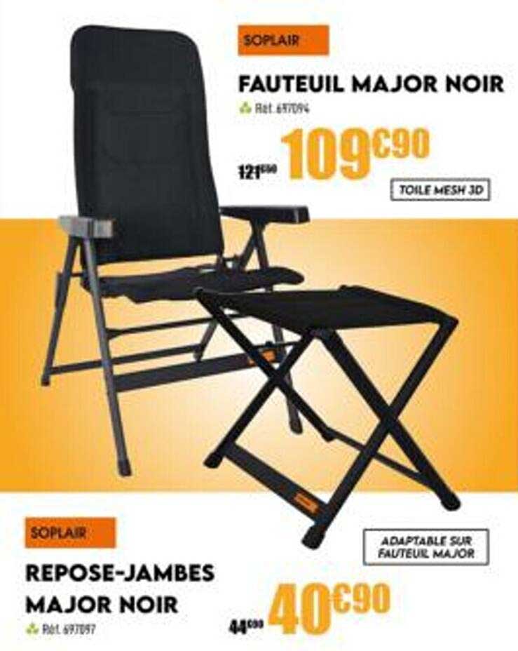 fauteuil major noir soplair, repose-jambes major noir soplair