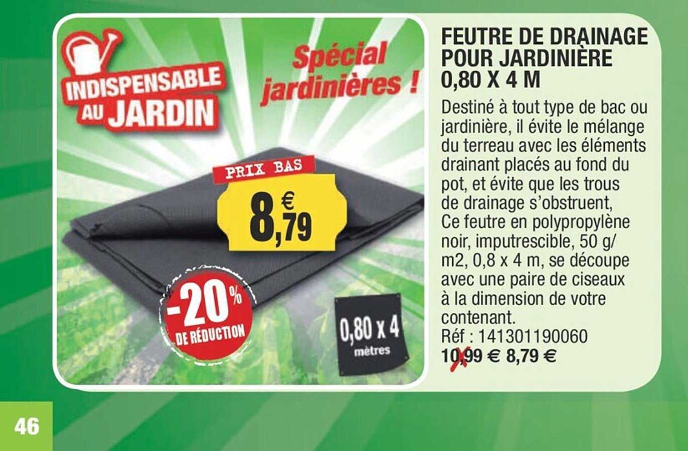 feutre de drainage pour jardinière 0,80 x 4 m