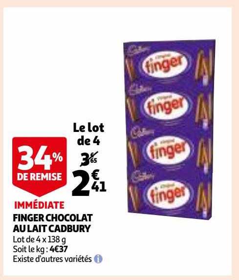 finger chocolat au lait cadbury