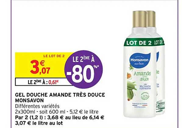 gel douche amande très douce monsavon