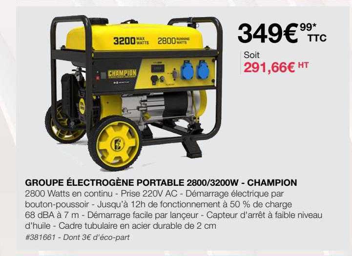 groupe électrogène portable 2800-3200w  - champion
