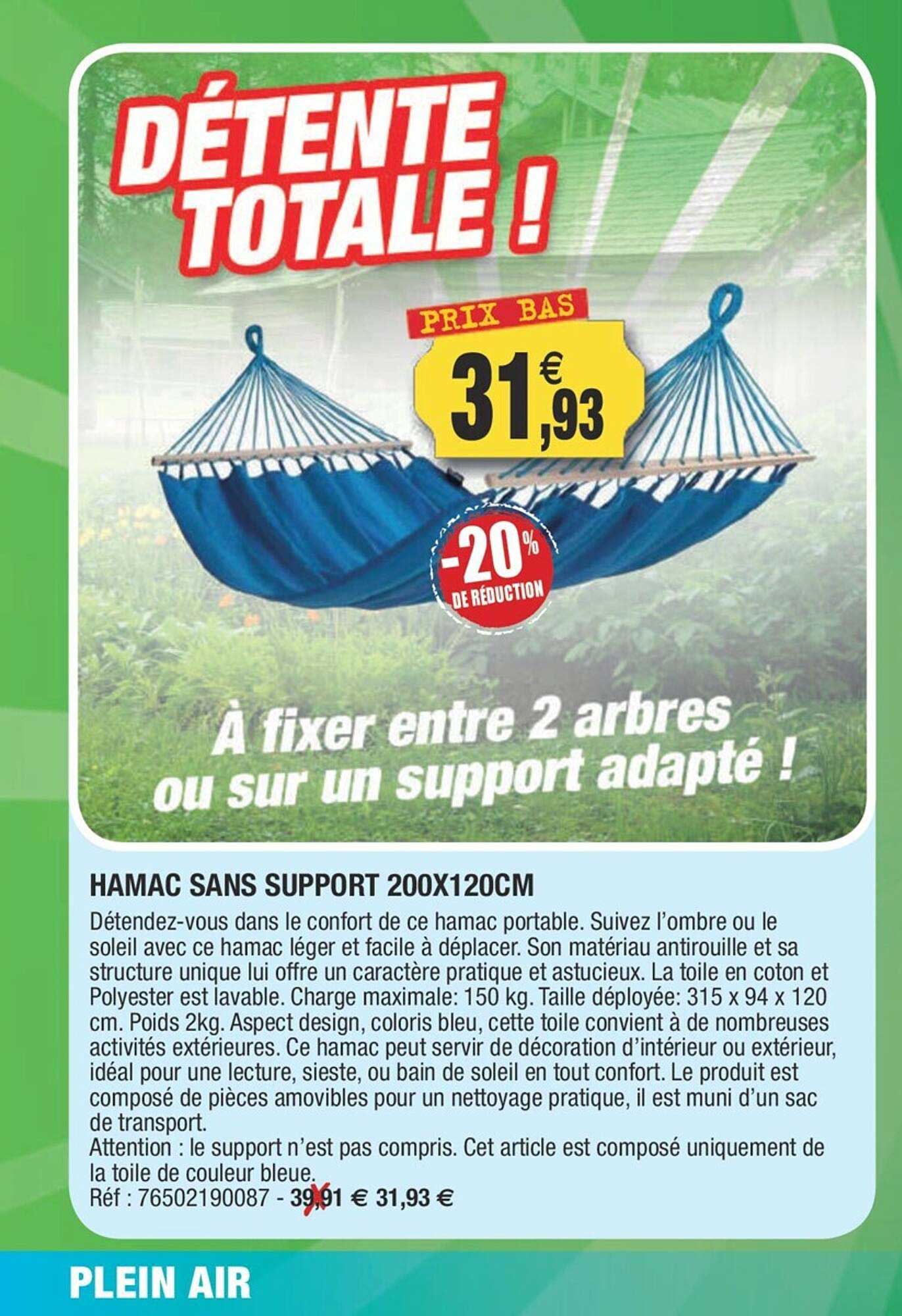 Hamac Sans Support 200x120 Cm