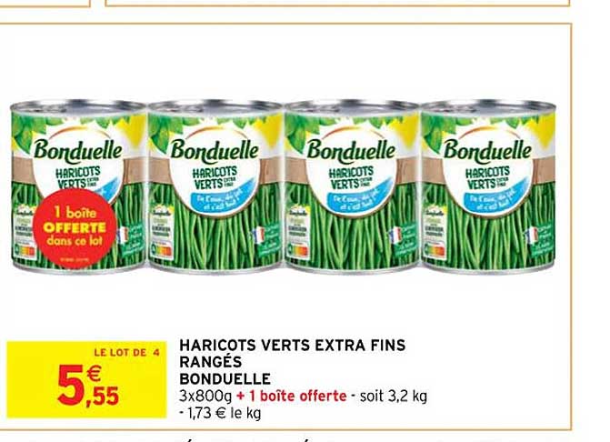 Haricots Verts Extra Fins Rangés Bonduelle