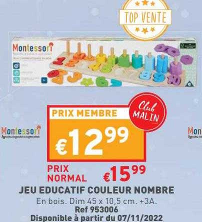 jeu éducatif couleur nombre