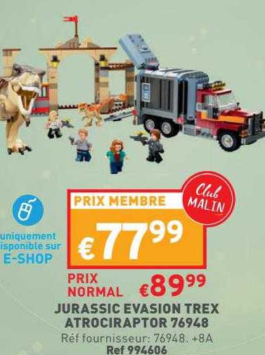 jurassic évasion trex atrociraptor 76948