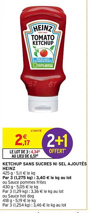 Ketchup Sans Sucres Ni Sel Ajoutés Heinz