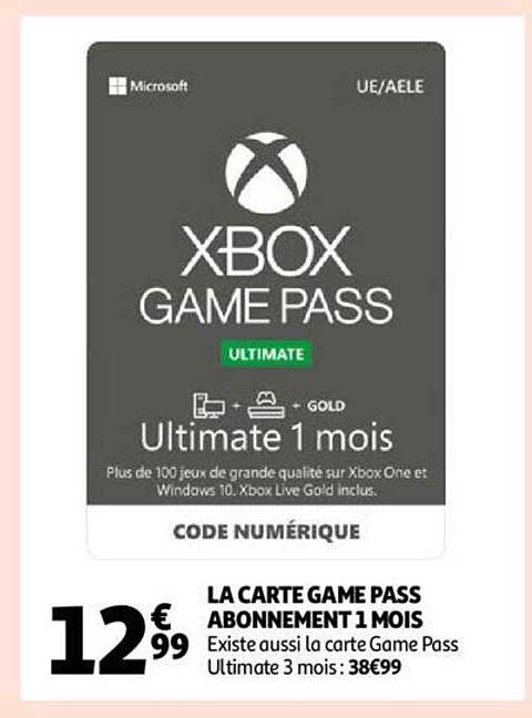 la carte game pass abonnement 1 mois