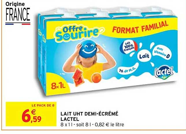 lait uht demi-écrémé lactel
