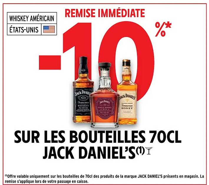 les bouteilles 70cl jack daniel's