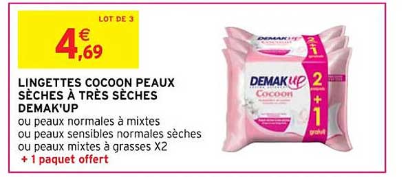 Lingettes Cocoon Peaux Sèches à Très Sèches Demak'up