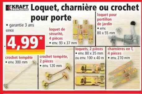 loquet, charnière ou crochet pour porte kraft werkzeuge