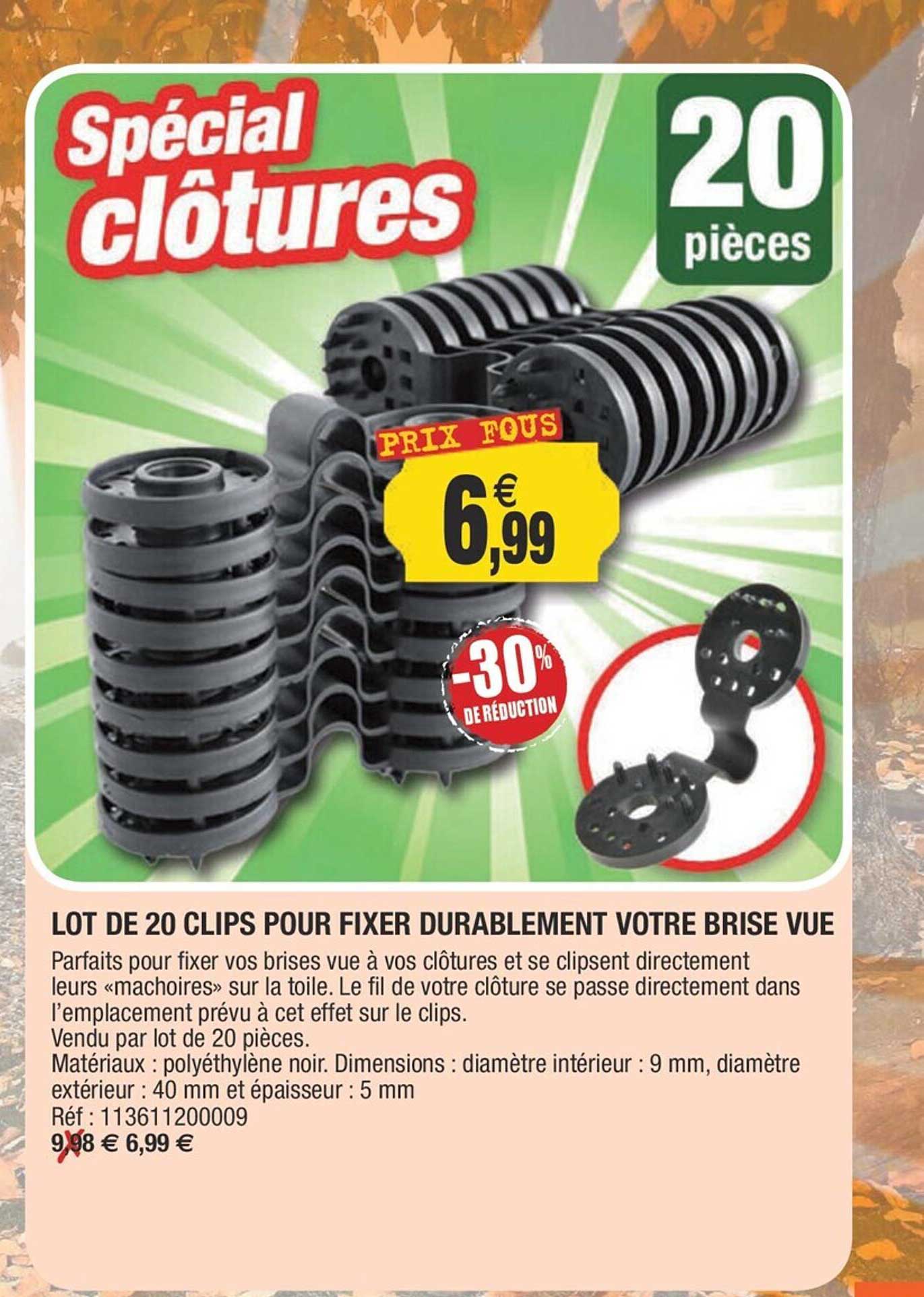 lot de 20 clips pour fixer durablement votre brise vue