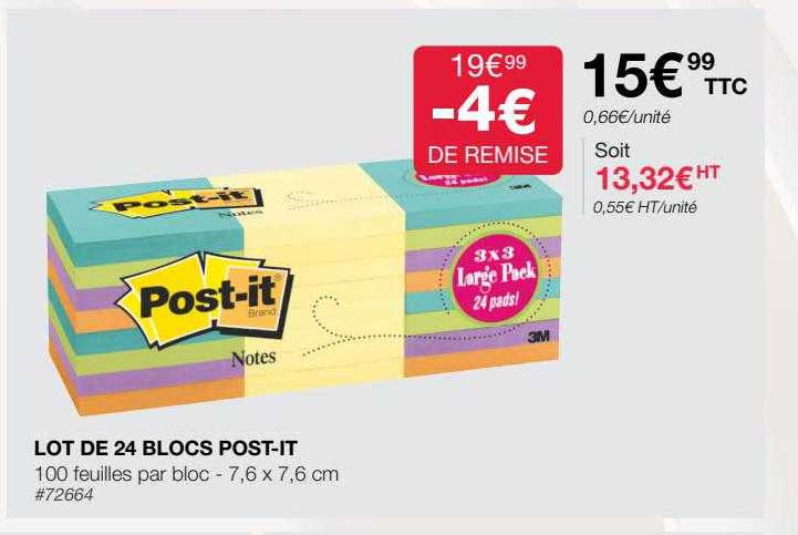 lot de 24 blocs post-it