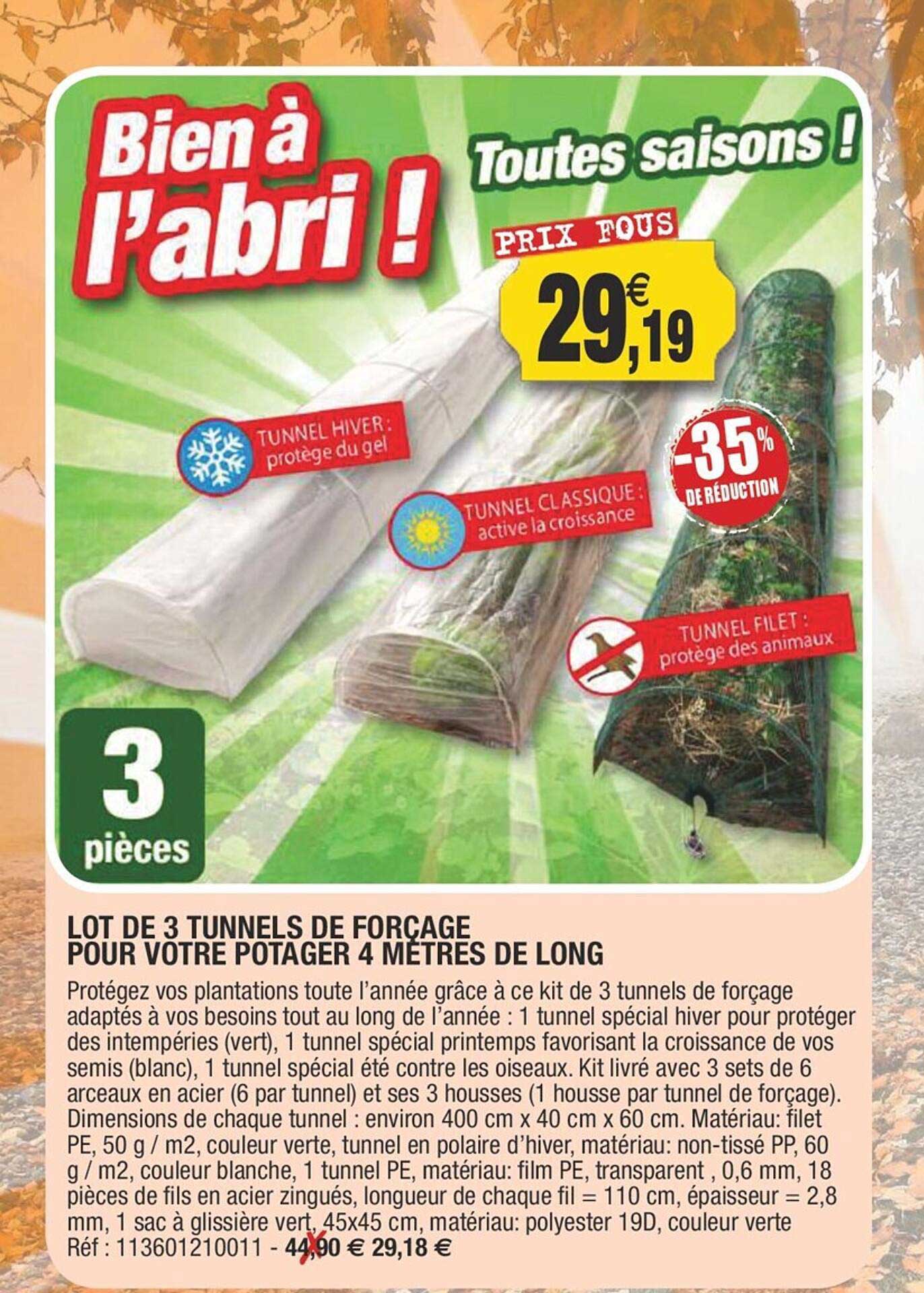 lot de 3 tunnels de forçage pour votre potager 4 mètres de long